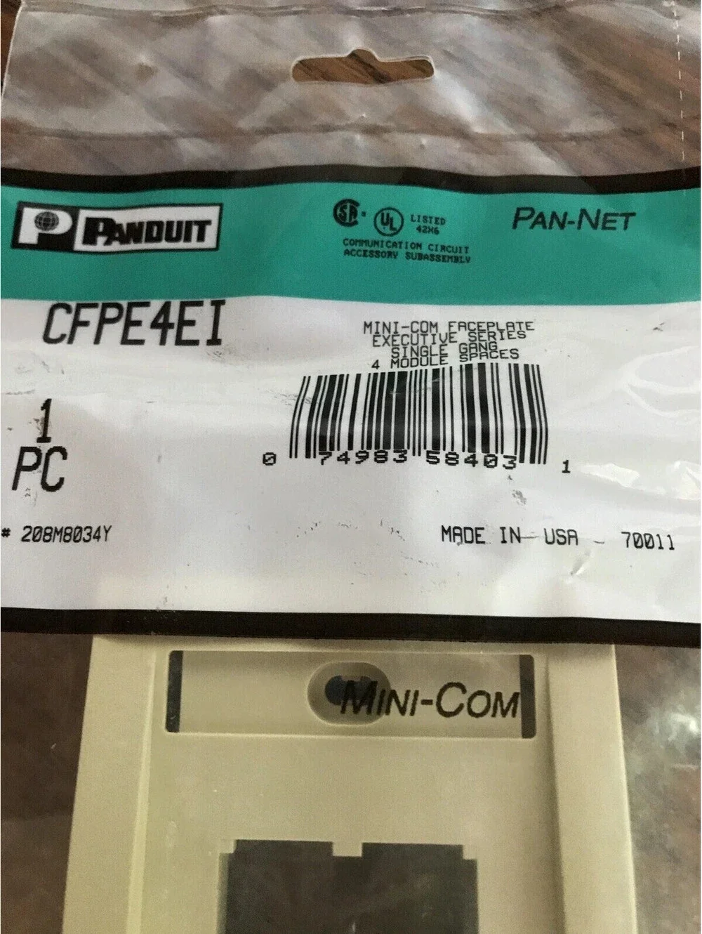 Panduit CFPE4EI Mini Com Faceplate - 4 position - Electric Ivory